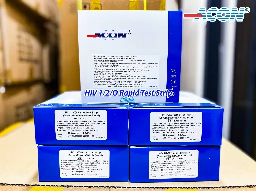 [L031-10121] Que thử xét nghiệm định tính kháng thể kháng HIV 1/2/O [ACON® HIV 1/2/O Rapid Test Strip (Serum/Plasma/Whole Blood)]