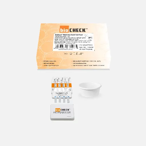 Panel thử xét nghiệm định tính Amphetamine, Methamphetamine, Morphine và Marijuana [Biocheck™ Multi-Drug Rapid Test Panel (AMP/MET/MOP/THC)]