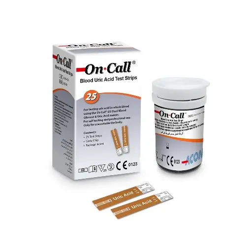 [GU134-10D-1/25] Que thử xét nghiệm định lượng axit uric [On Call® Blood Uric Acid Test Strips] (Hộp 25)